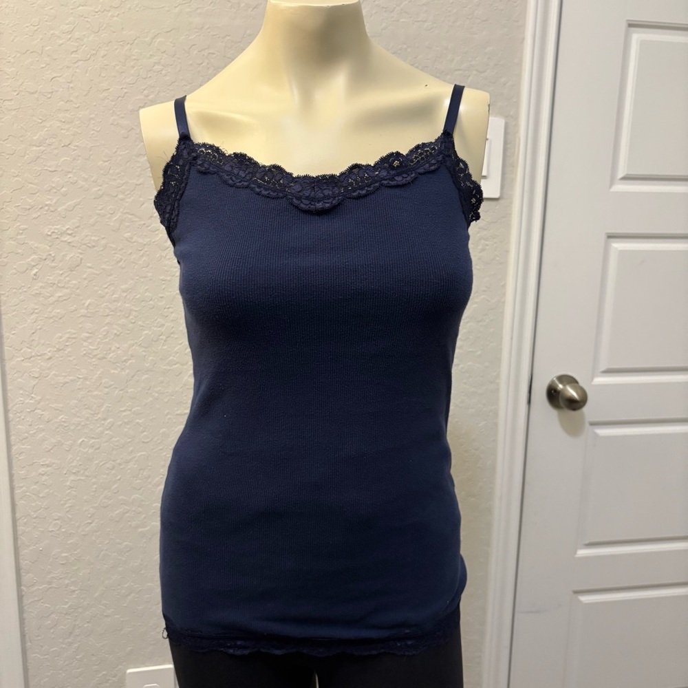 Womens Whimsigoth Lace Trim Camisole Tank Top Size Medium Y2K Adjustable